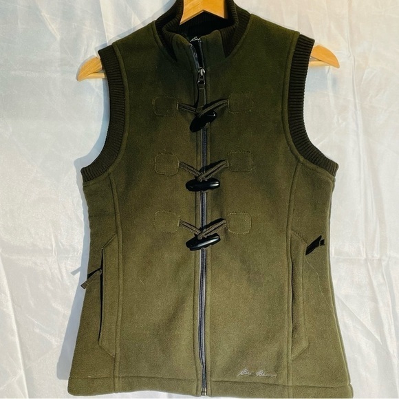 Eddie Bauer vest, Sz XS, Olive Green. Zip up, toggle closures.P2P 17” Length 24” - Picture 1 of 10